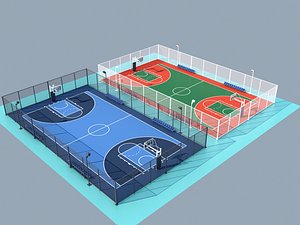 Outdoor Basketball Court 3D