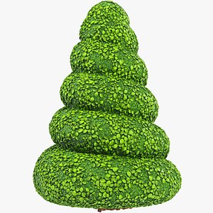 3D Stylized Spiral Bush V1