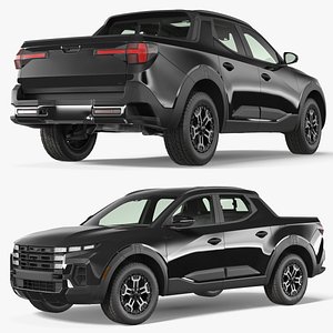 Road Vehicle Compact Pickup Black Open Bed Simplified 3D model