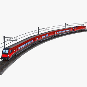 railjet train in oebb colors with taurus class 1216 locomotive 3D model