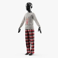 Kids Pajama Set with Reindeer Print Red Black White