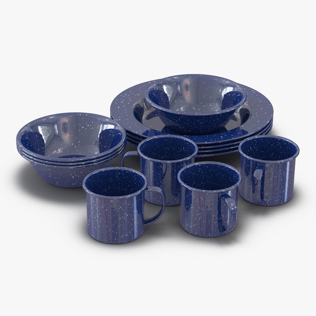 Camping Dishes 3D Models Set 3D model preview