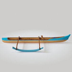 3D Paddle Hawaiian Outrigger Canoe model