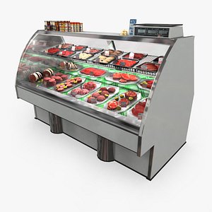 meat counter grocery - 3d model
