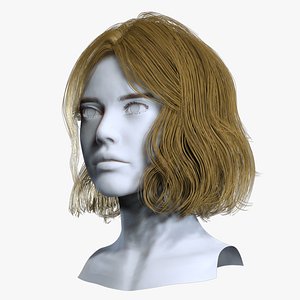 Realistic Female Wavy Bob Cut - Game Ready Hair Cards
