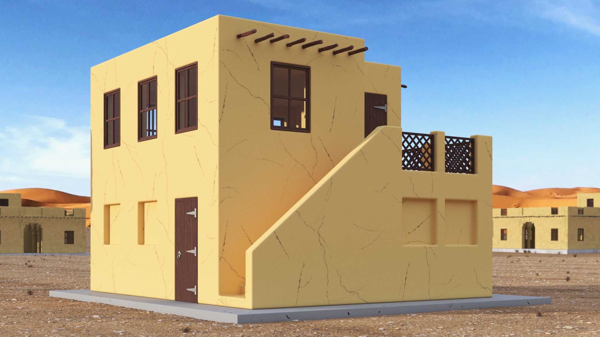 Cartoon Arab Houses Collection 2 3D model preview