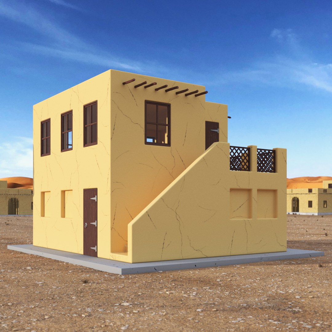 Cartoon Arabian Style House with Staircase 3D model preview