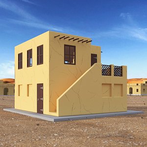 Cartoon Arabian Style House with Staircase