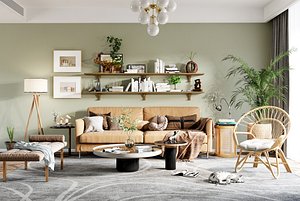 3D Nordic living room
