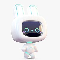 Cute Cartoon Robot Bunny