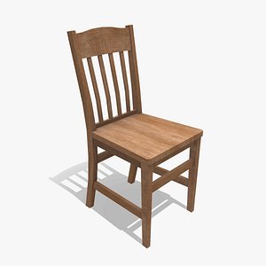 Old Wooden Chair Low-poly PBR3