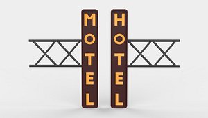 3D hotel motel neon sign model