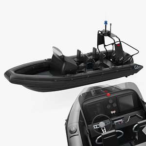 Military inflatable Patrol Boat Zodiac with Mercury 3D