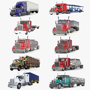 3D industrial trucks trailers