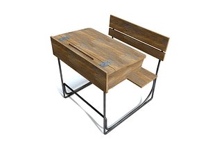 3d model vintage school desk