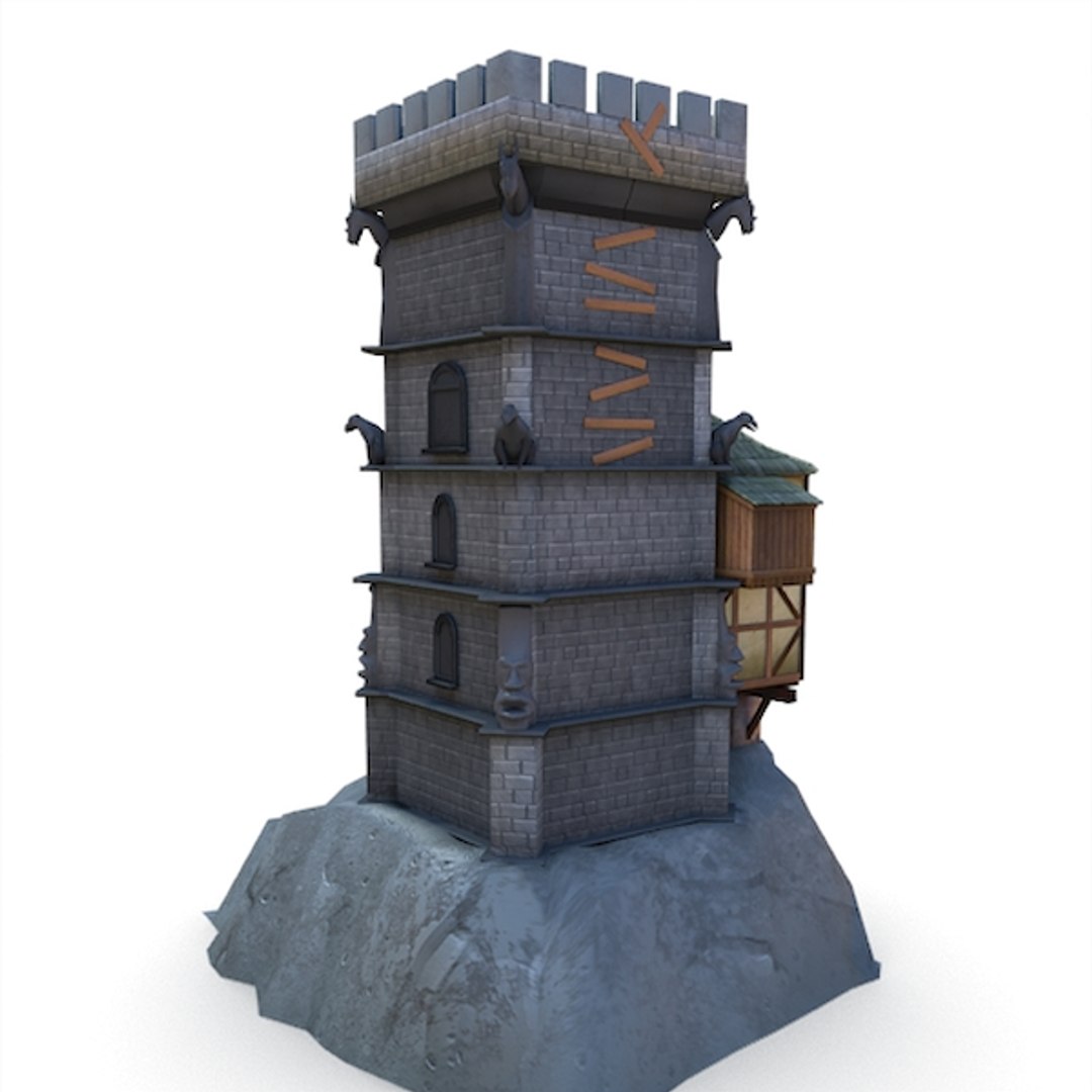 3d medieval wizard tower buildings model