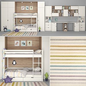 Furniture for children's room with a decor for two children