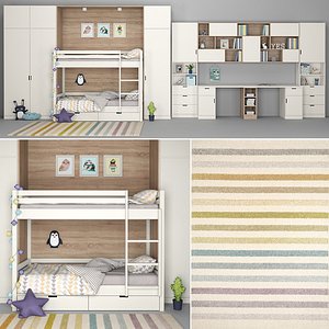 Furniture for children's room with a decor for two children