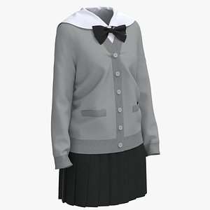 Cardigan and Sailor Collar School Uniform model