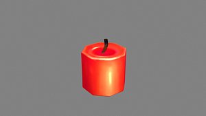 3D model cartoon red candle Low-poly 3D model