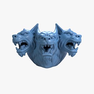 Mini Cerberus Head Keychain Three-Headed Dog Fantasy STL File Printable Mythical Beast Charm