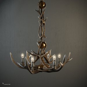 3D model adirondack antler 6 arm