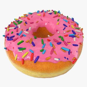 3D pink sprinkled donut