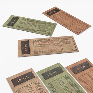 3D Vintage New York Transit Transfer Tickets Tan