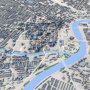 3D Winnipeg City Canada Map 3D Model model