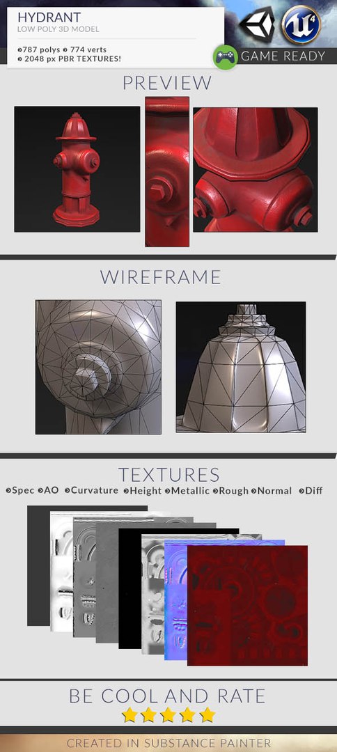 3d red hydrant - pbr