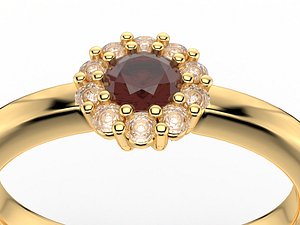 3 MM Brilliant Cluster Engagement Ring model