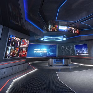 virtual set news studio 3D model