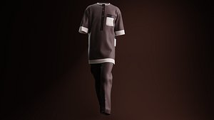 Men brown Native - Kaftan CLO3D PROJECT 3D model