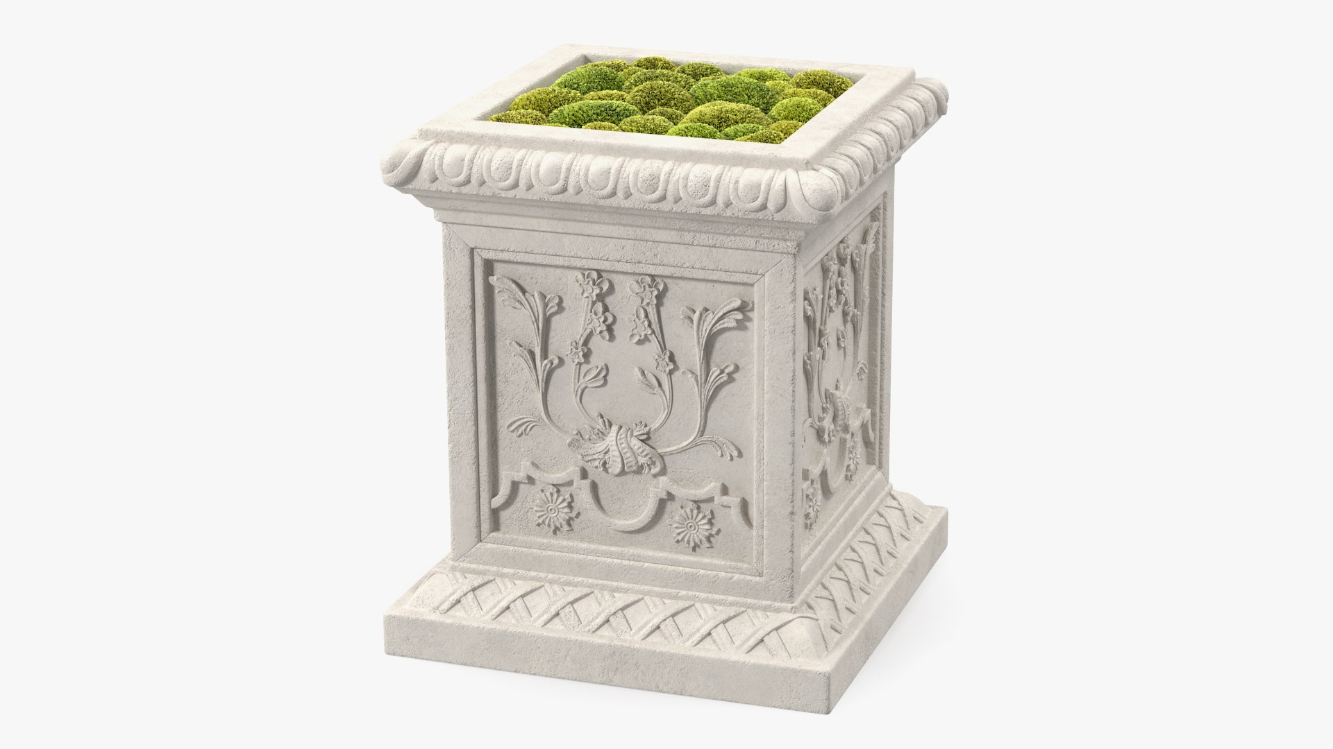 Planter Box With Moss Garden h50 3D model preview