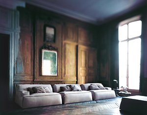 Baxter Damasco sofa and Armchair 3D model