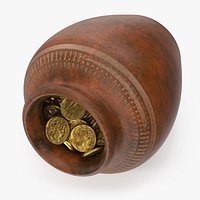 Old Clay Pot Full of Gold Coins