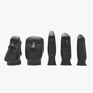 Rapu Nui Moai   Tiki statue collection - 3D Assets model