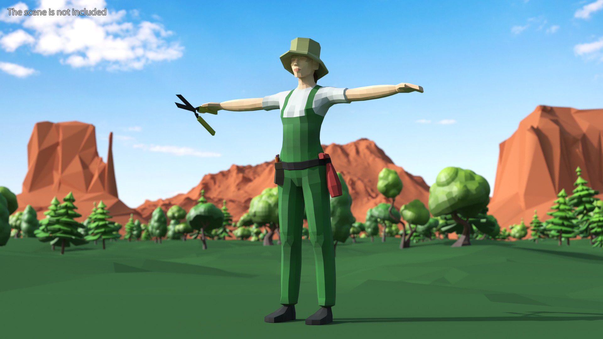 Gardener Low Poly Rigged for Maya 3D model preview
