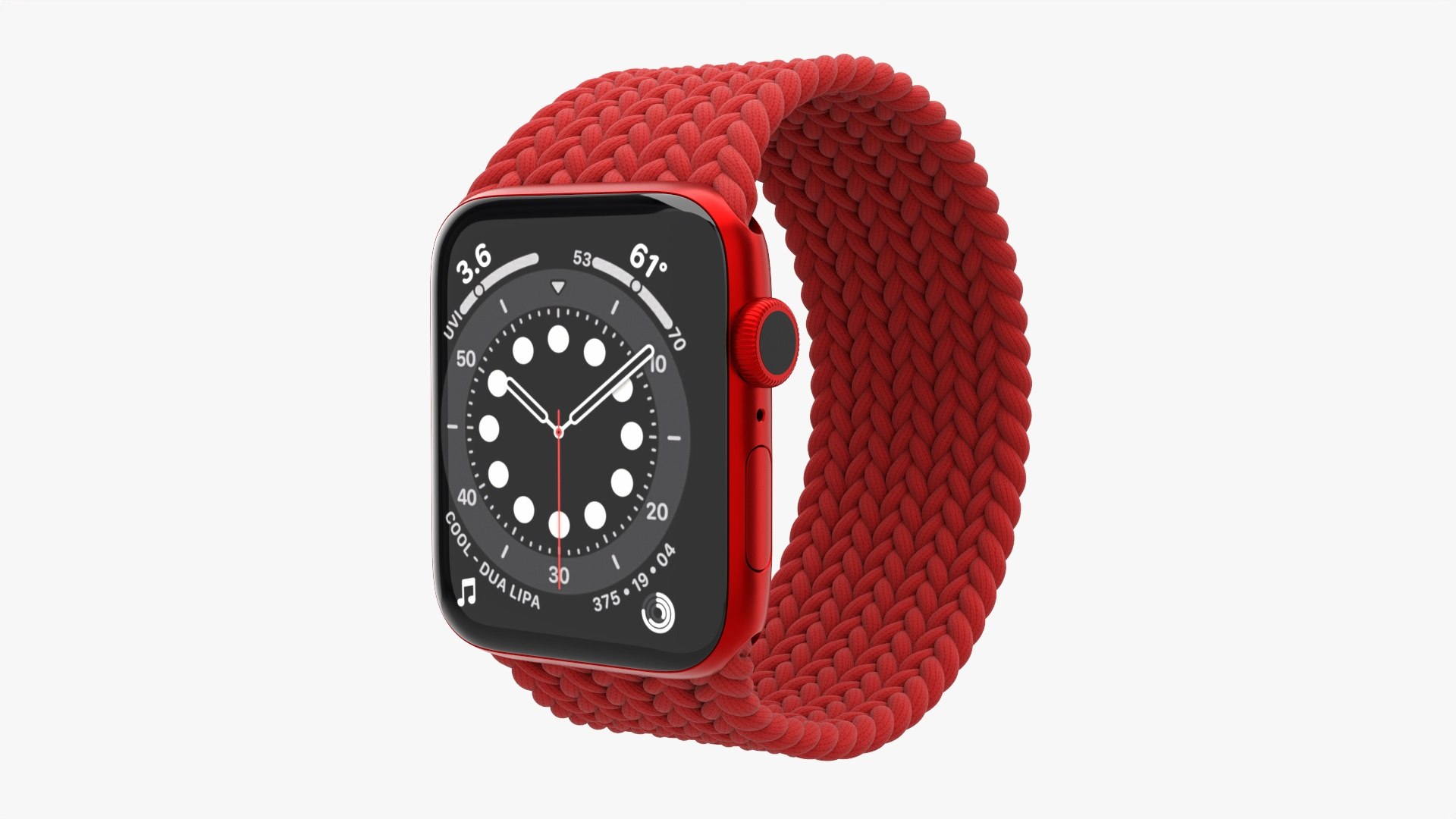 3D Apple Watch Series 6 braided solo loop red TurboSquid 1733431