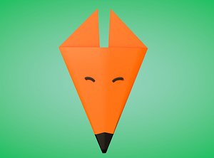 3D fox origami paper