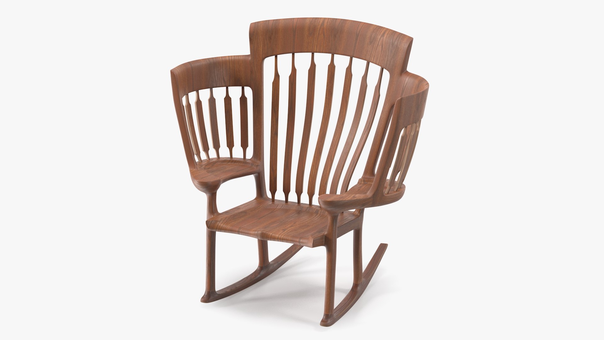 Three Seat Rocking Chair 3D model preview