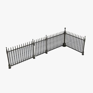 Modular Old Iron Fence 3D model