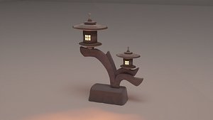3D Japanese Granite Garden Ornaments Lamp Low-poly 3D model