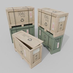 Long Narrow Wooden Crate - Customizable Shipping Box 3D