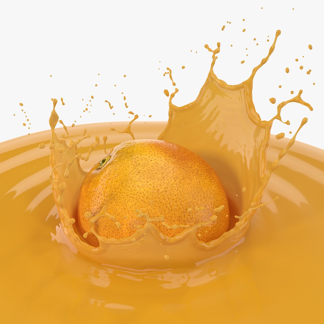 Orange with Juice Splash 3D model preview