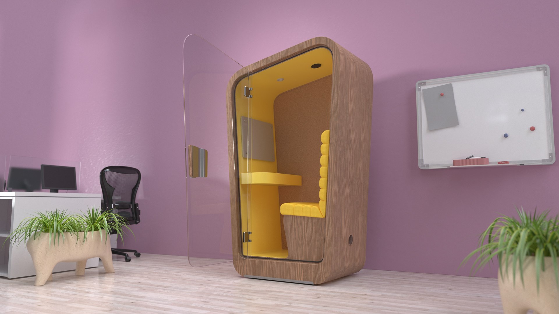 Conversation Office Booth 3D model preview