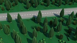 3d model lego road forest