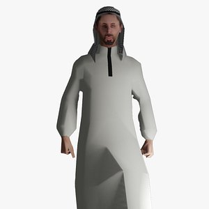 Arabian Male wearing Thobe Rigged 3D model