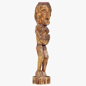 Big Wooden Figure Statue Remastered 3D model