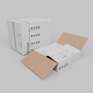 White Cardboard Box R-441 - Rigged and Customizable 3D